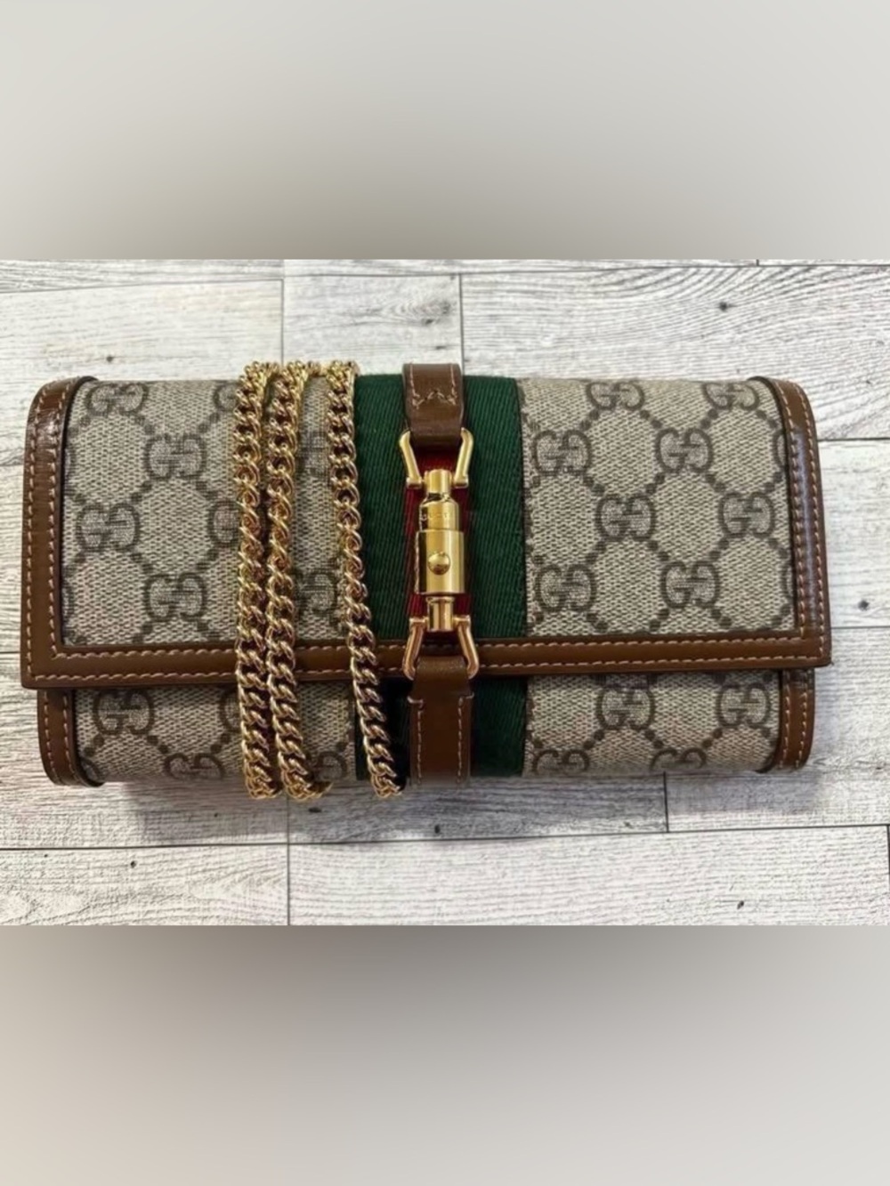 💯 Authentic Gucci Brown GG Supreme Canvas Sherryline Jackie WOC - Picture 2 of 10